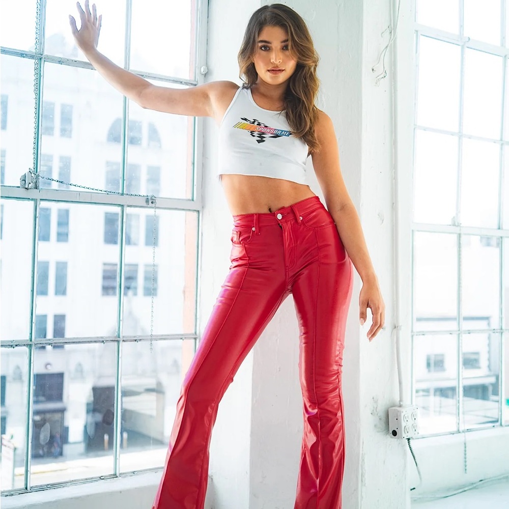 Revice denim pink leather pants